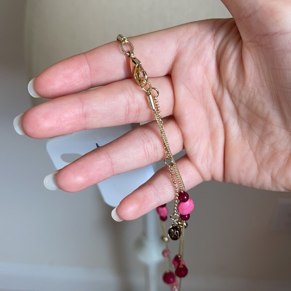 NEW Loft pink beaded double layer gold necklace - Picture 3 of 3